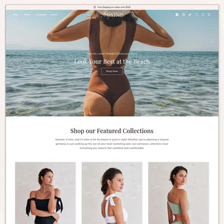 Shining - Swimsuits & Clothing Shopify Theme | Editable Canva Templates | Shopify OS 2.0 Theme
